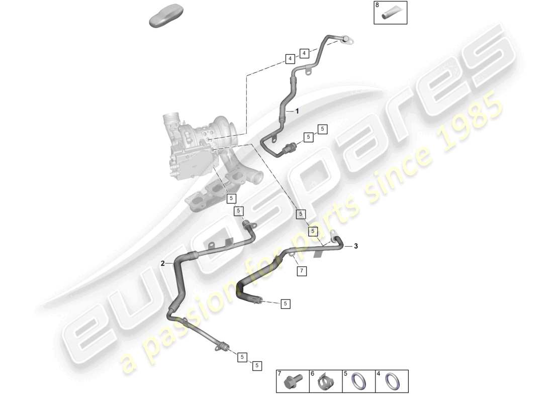 porsche 2024 (992-2) abgasturbolader ölleitung teilediagramm
