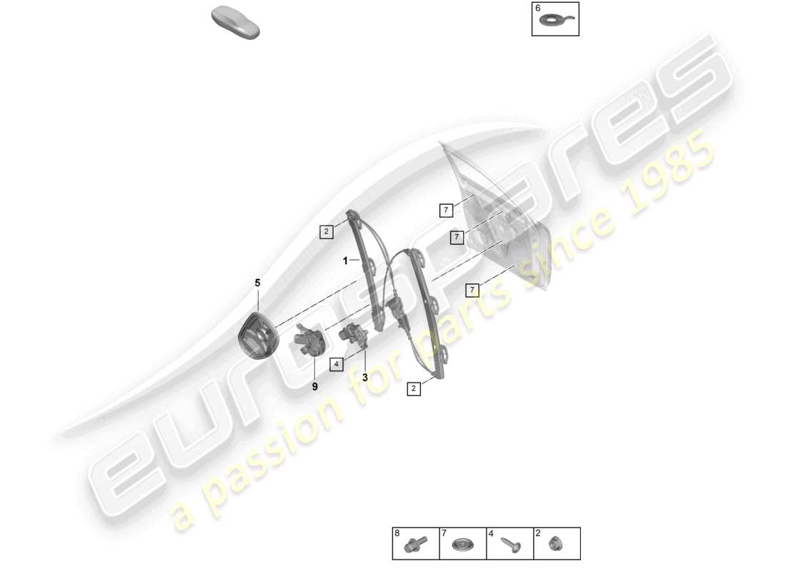 porsche 2025 (cayenne e3 pa) fensterheber vorne montageträger coupe teilediagramm