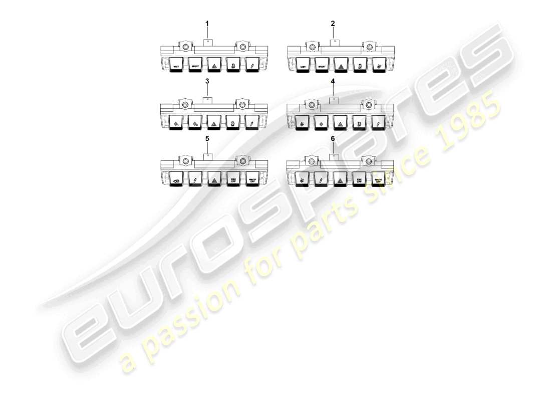 porsche 2022 (992-1 gt3/rs/st) schaltermodul armaturenbrett teilediagramm