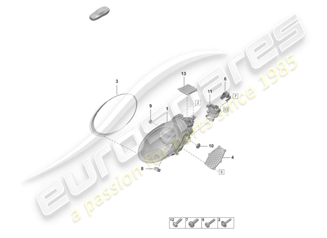 porsche 2022 (992-1 gt3/rs/st) led-scheinwerfer-ersatzteildiagramm
