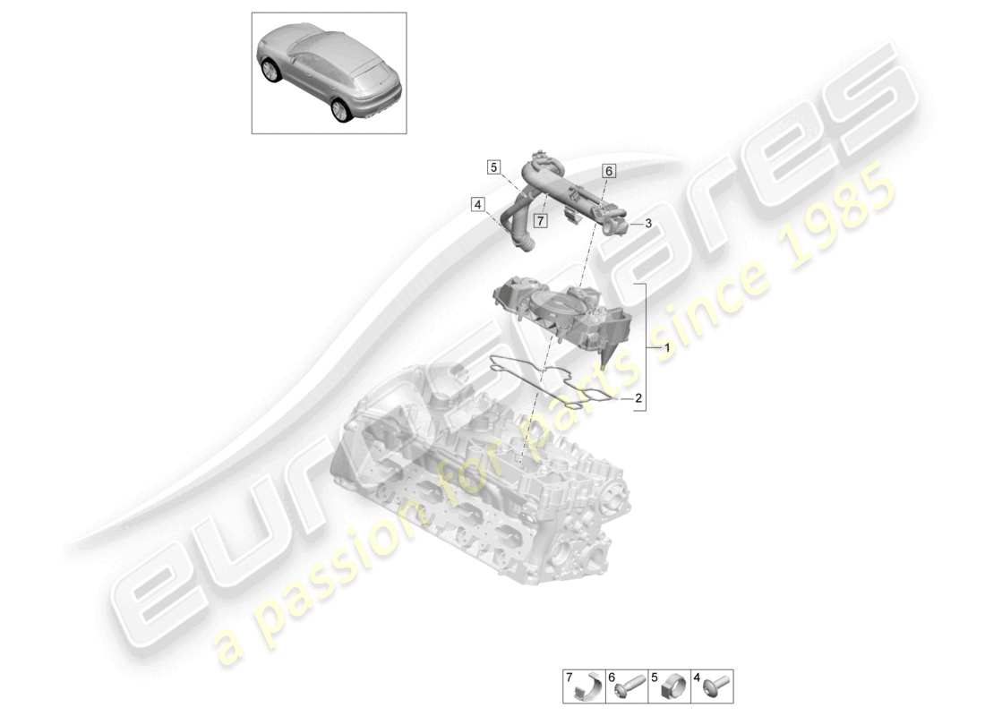 porsche 2023 (macan) ölabscheider entlüftungsleitung kurbelgehäuseentlüftung teilediagramm