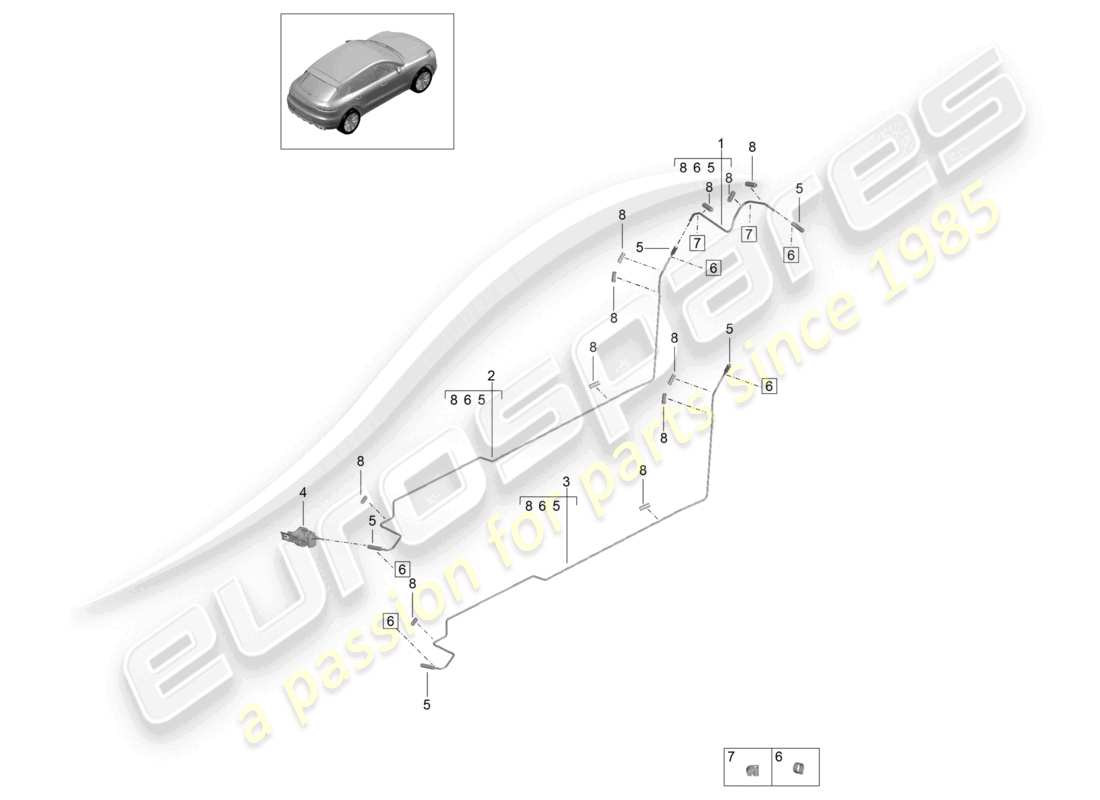 porsche 2023 (macan) kraftstoffleitung für fahrzeuge mit standheizung ersatzteildiagramm