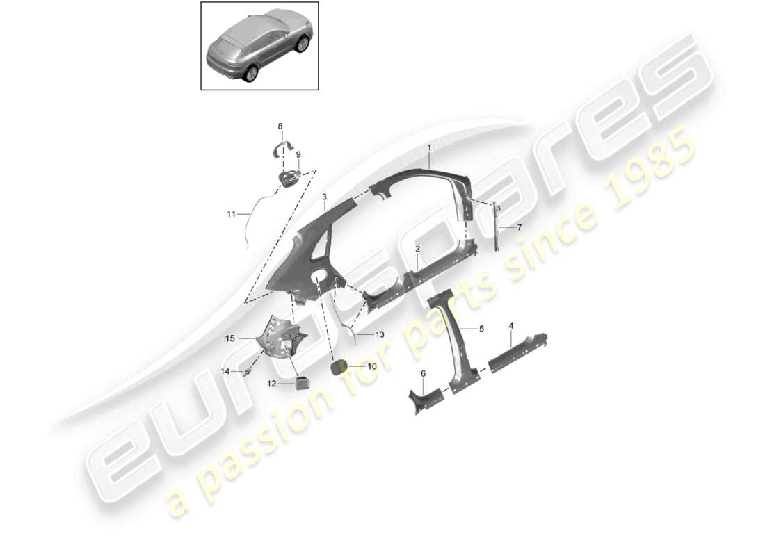 porsche 2021 (macan) seitenteil außen teilediagramm