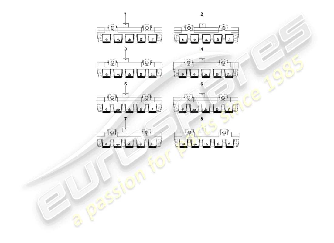 porsche 2025 (992-2 turbo / s) schaltermodul armaturenbrett teilediagramm