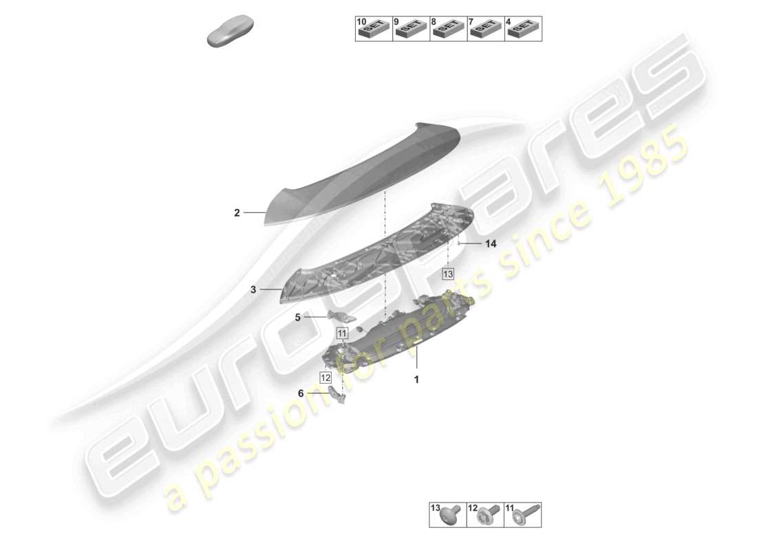 porsche 2023 (992-1) heckspoiler teilediagramm