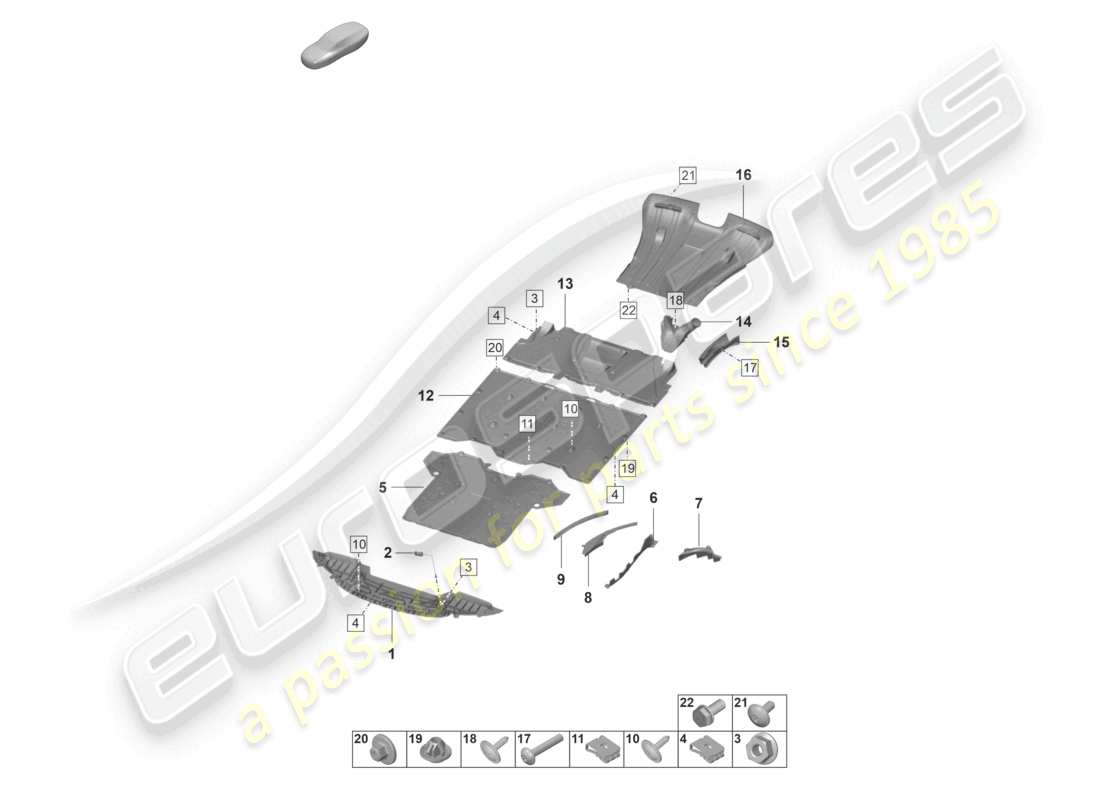porsche 2024 (992-2 gt3/rs/st) unterbodenverkleidung teilediagramm