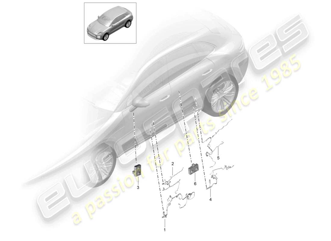 porsche 2021 (macan) kabelsatz steuergeräte türen für fahrzeuge mit soundsystem ersatzteildiagramm