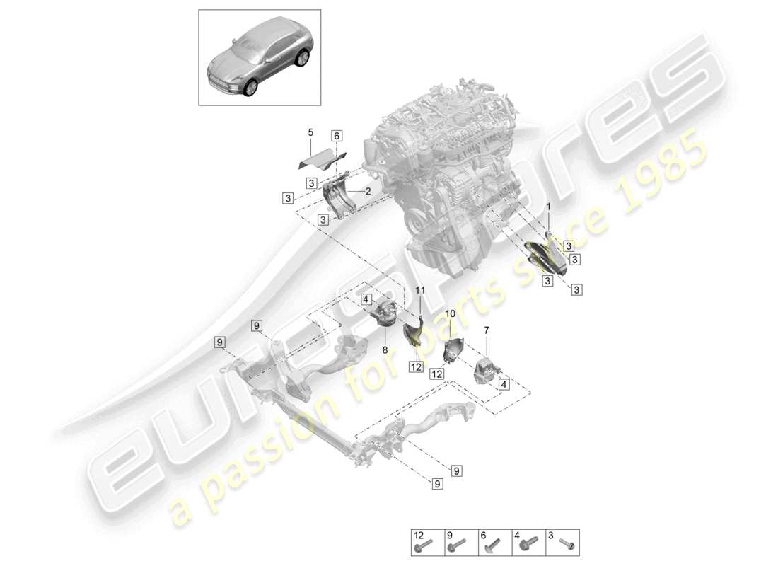 porsche 2021 (macan) motorhebevorrichtung unten teilediagramm
