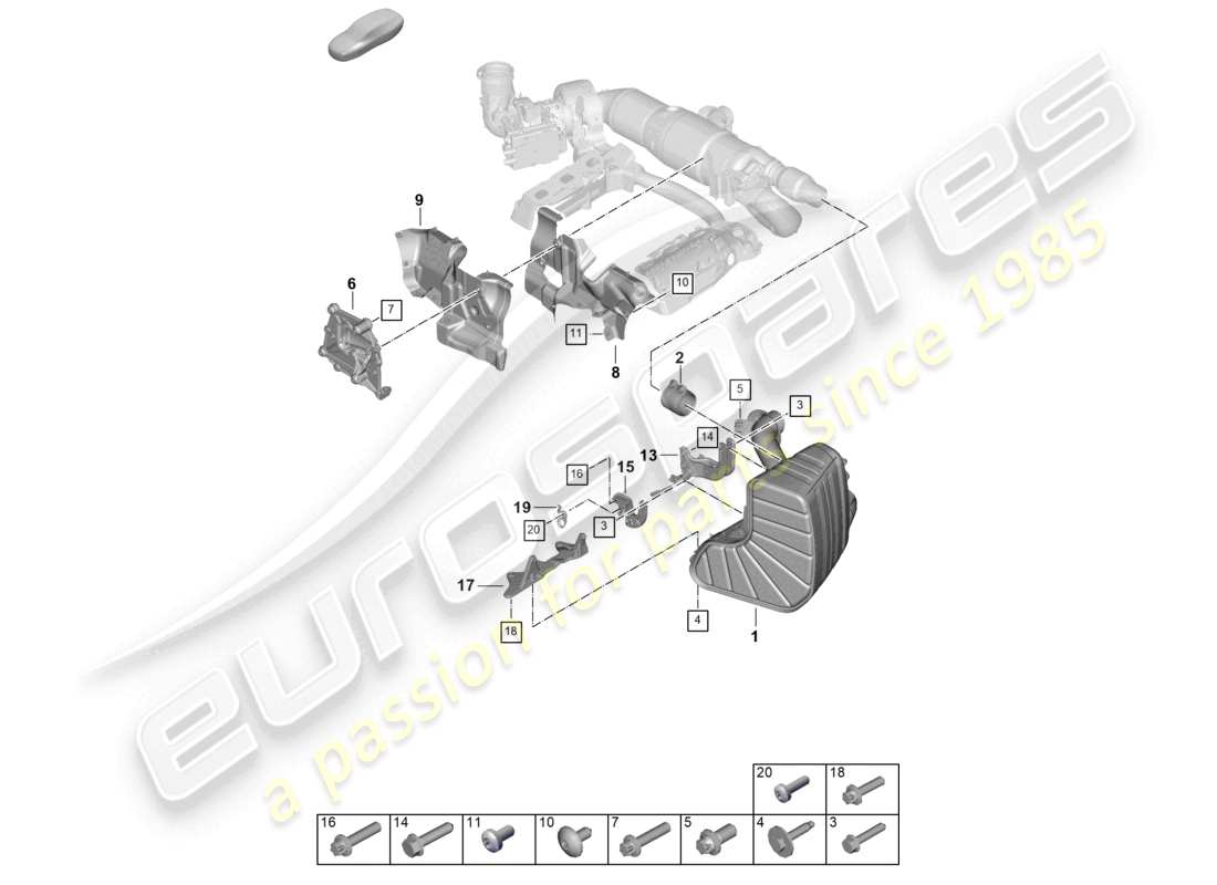porsche 2024 (992-2) schalldämpfer für sportauspuffanlage teilediagramm