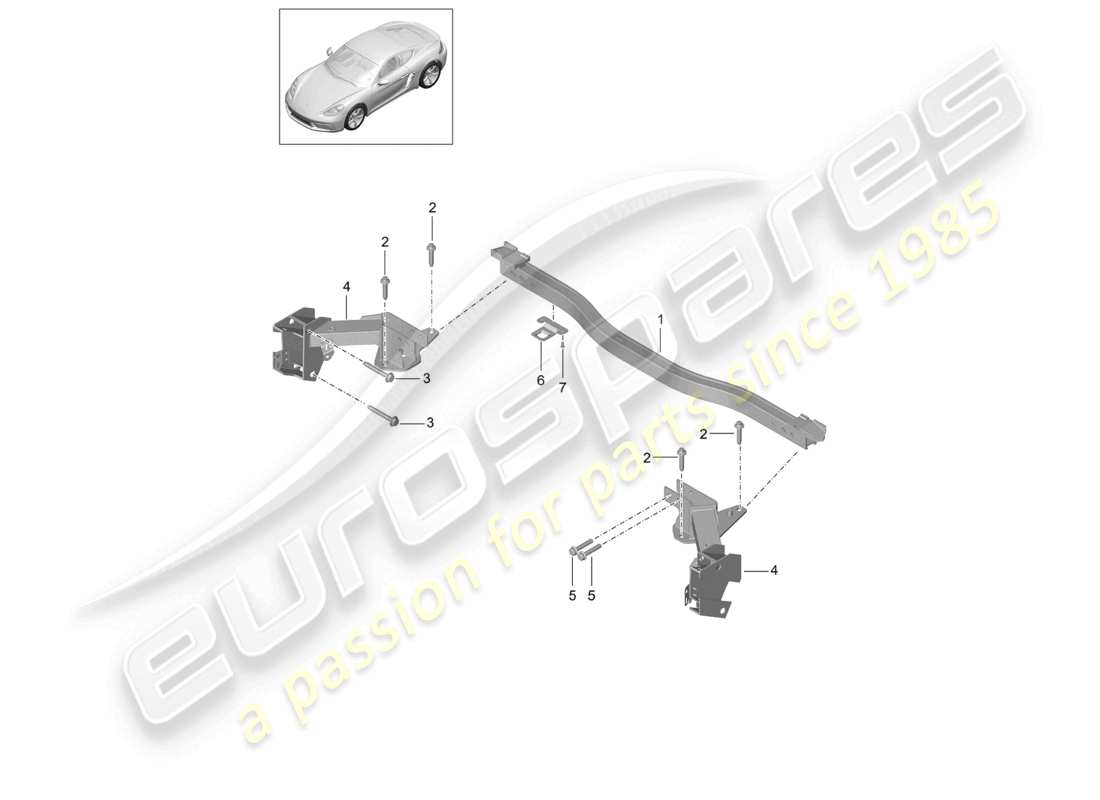 porsche 2022 (718 cayman) quertraeger ersatzteildiagramm