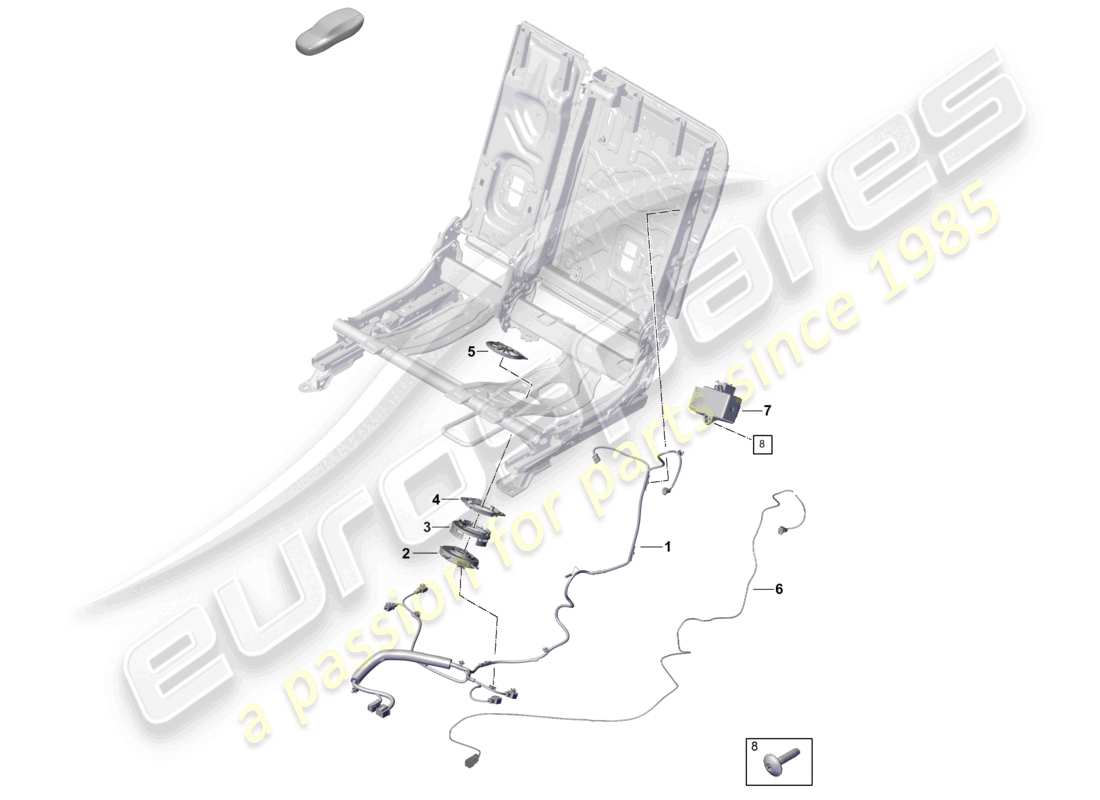 porsche 2025 (cayenne e3 pa) elektrik rücksitz teilediagramm