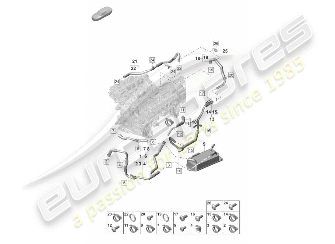 porsche 2023 (panamera 971-2) kühlmittelkühlsystem für fahrzeuge mit hybridantrieb ersatzteildiagramm
