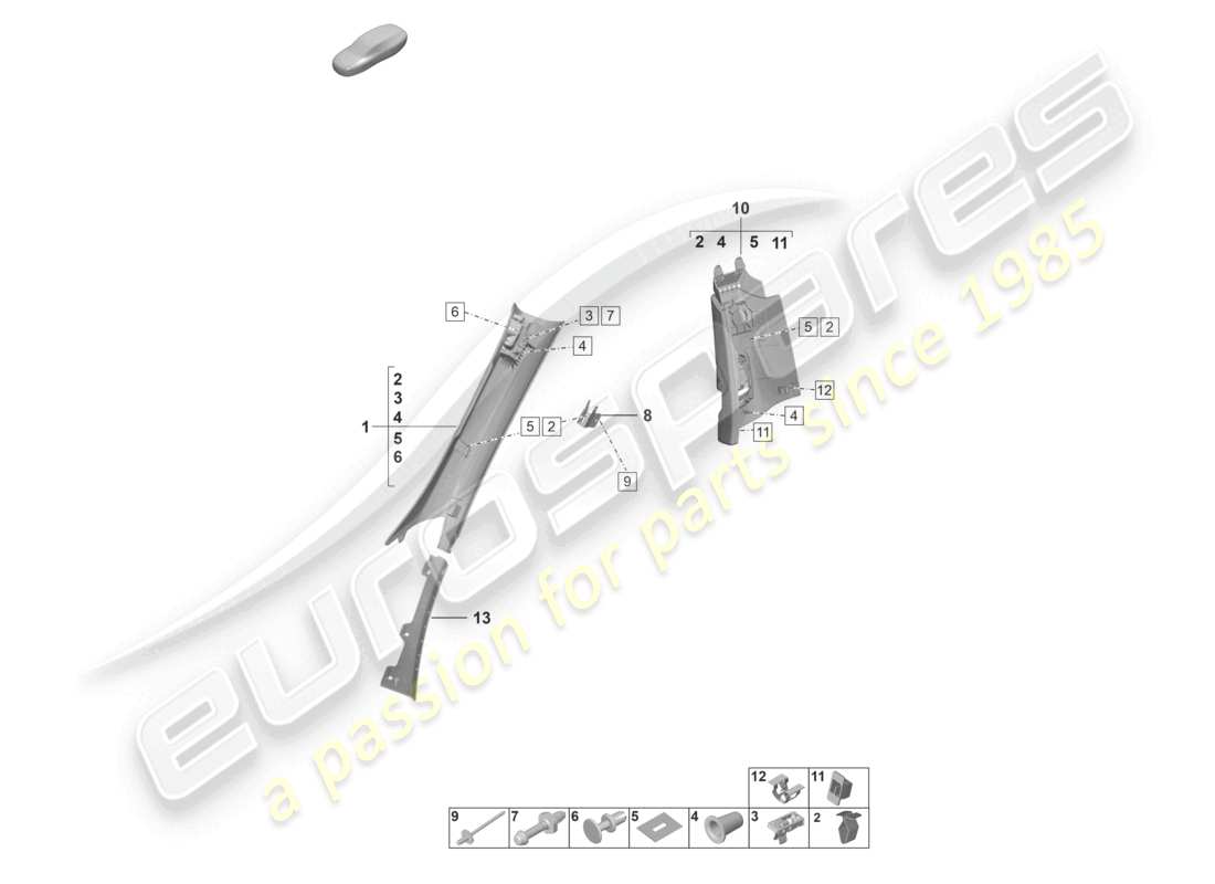 porsche 2023 (992-1 gt3/rs/st) a-säulenverkleidung b-säulenverkleidung teileübersicht