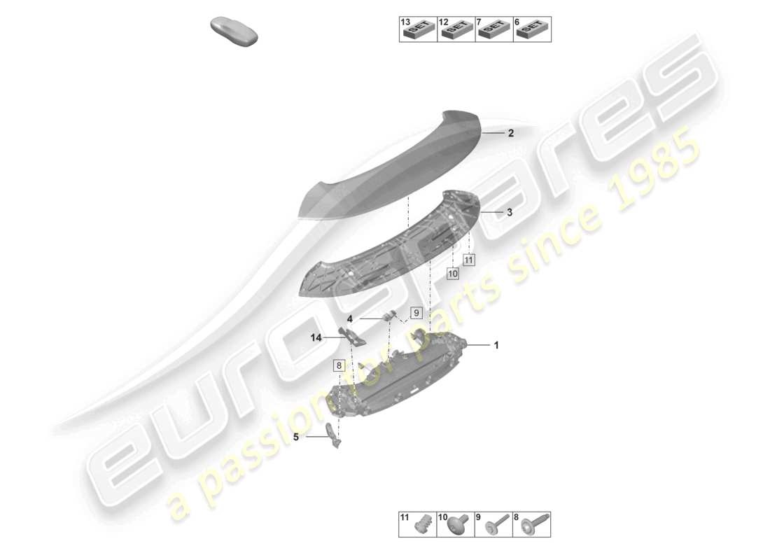 porsche 2022 (992-1) heckspoiler teilediagramm