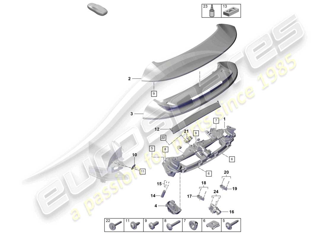 porsche 2021 (992-1 turbo / s) heckspoiler teilediagramm