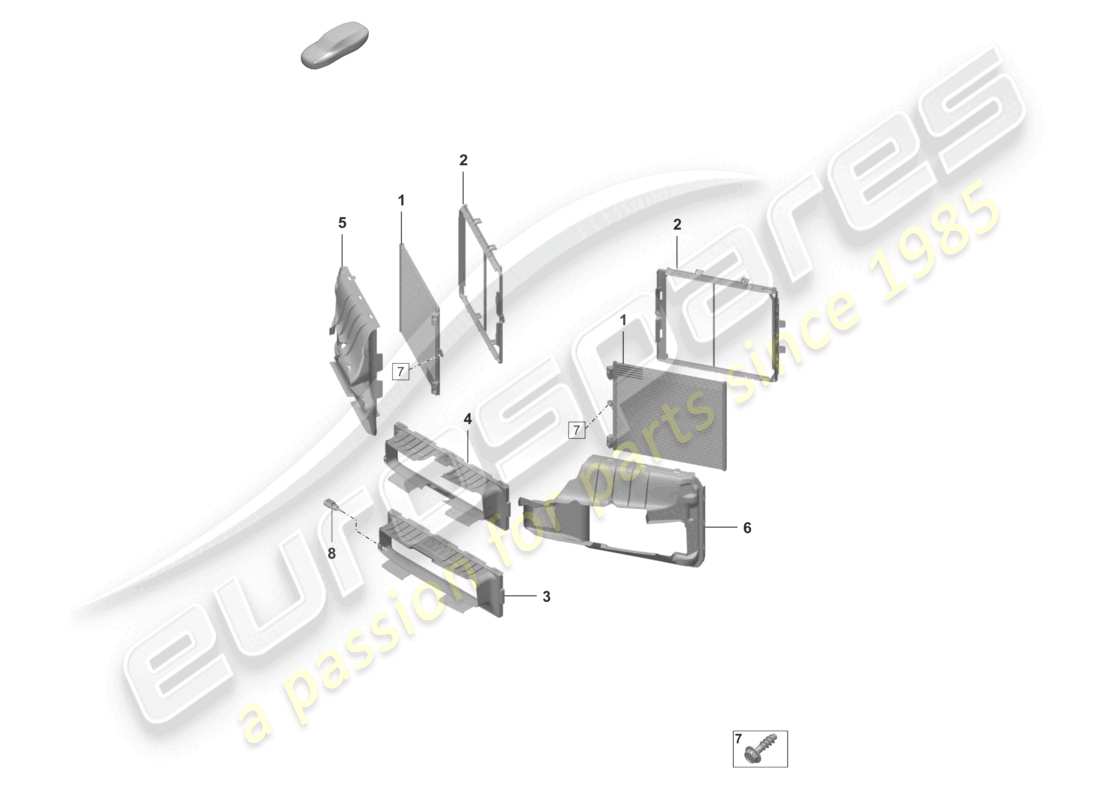 porsche 2021 (992-1 turbo / s) klimakondensator luftführungsgehäuse teilediagramm
