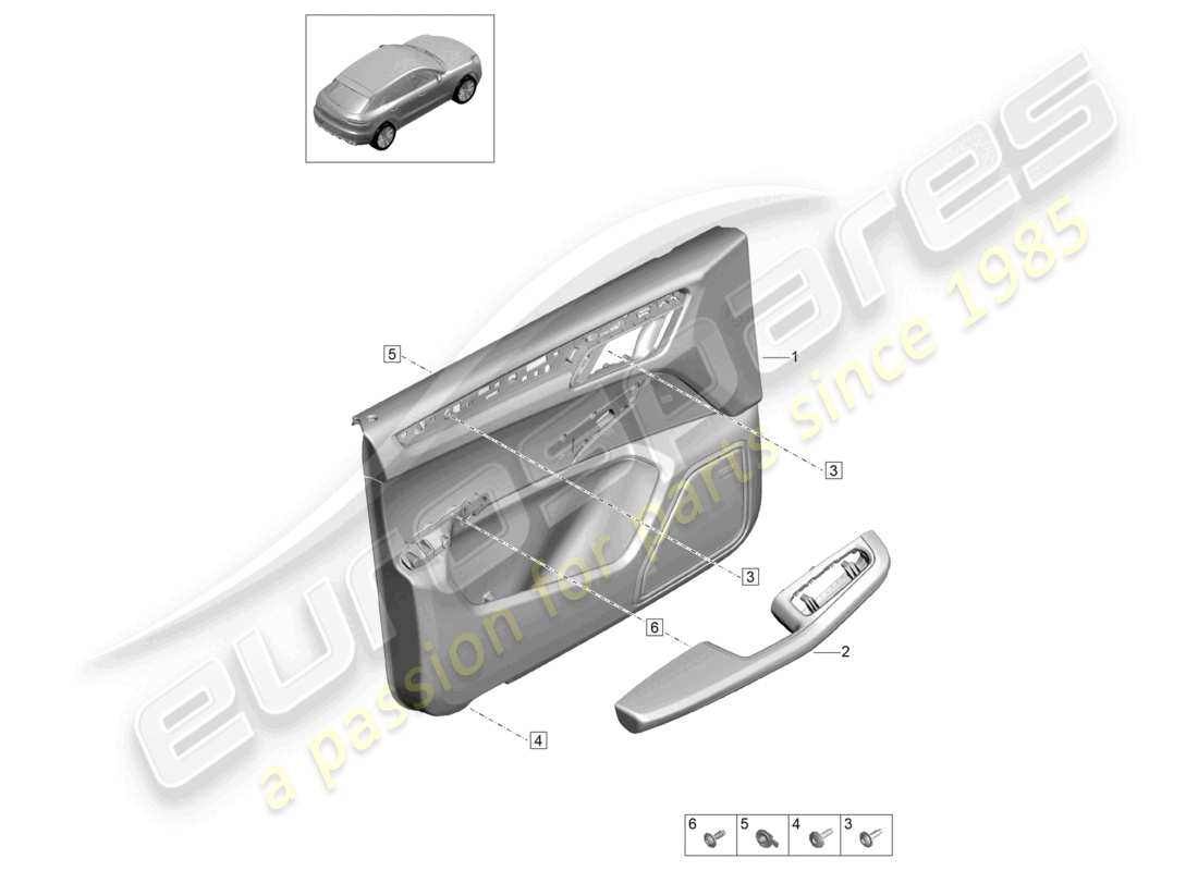 porsche 2021 (macan) türverkleidungen vordertüren für fahrzeuge mit lederausstattung zweifarbig innenbeleuchtung komfort teilediagramm