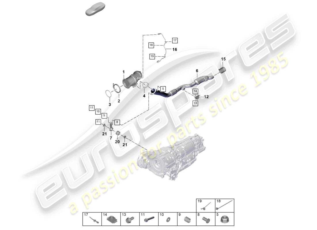 porsche 2025 (cayenne e3 pa) abgasanlage abgasrohr mit katalysator abgasrohr mit vorschalldämpfer lambdasonde teilediagramm