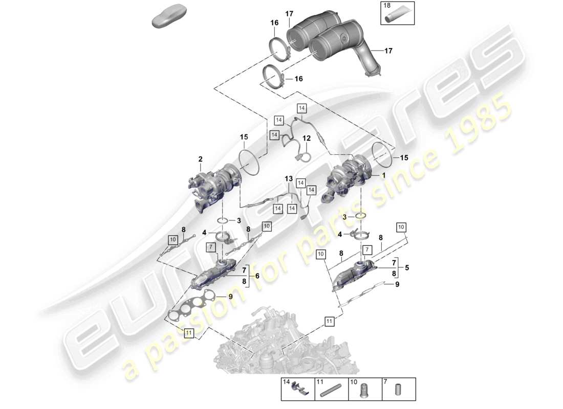 porsche 2025 (cayenne e3 pa) abgasturbolader abgaskrümmer lambdasonde teilediagramm