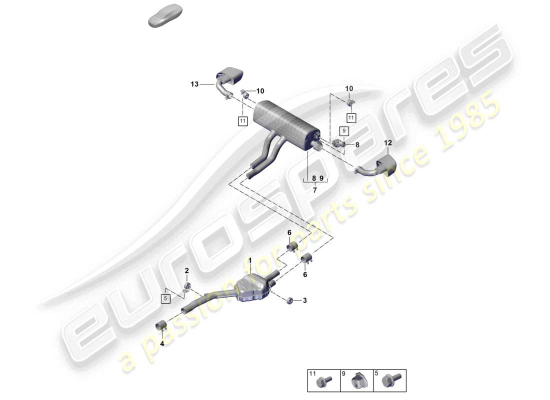 porsche 2025 (cayenne e3 pa) abgasanlage vorschalldämpfer nachschalldämpfer endrohr teilediagramm