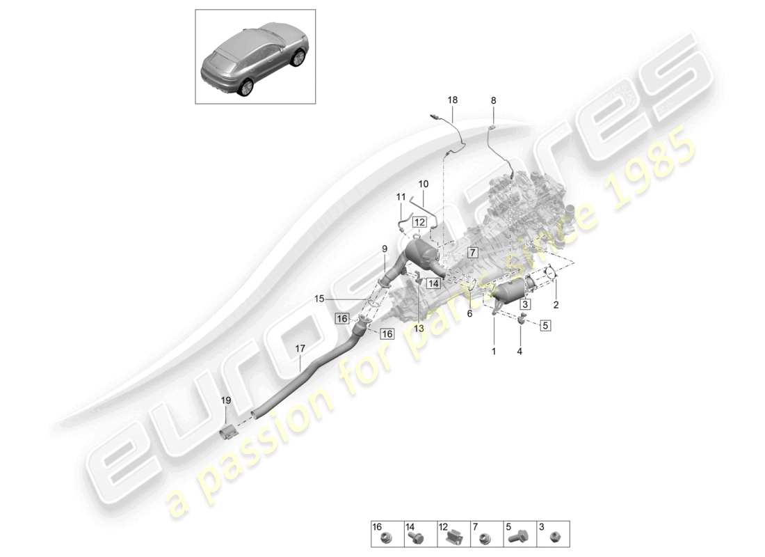 porsche 2021 (macan) katalysator benzinpartikelfilter lambdasonde teilediagramm
