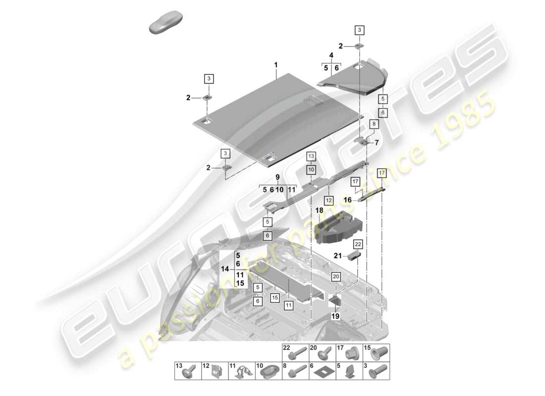 porsche 2021 (panamera 971-2) kofferraumverkleidungen unten teilediagramm