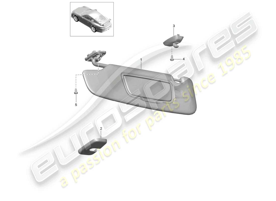porsche 2021 (991-2 r/gt3/rs) sonnenblenden ersatzteildiagramm