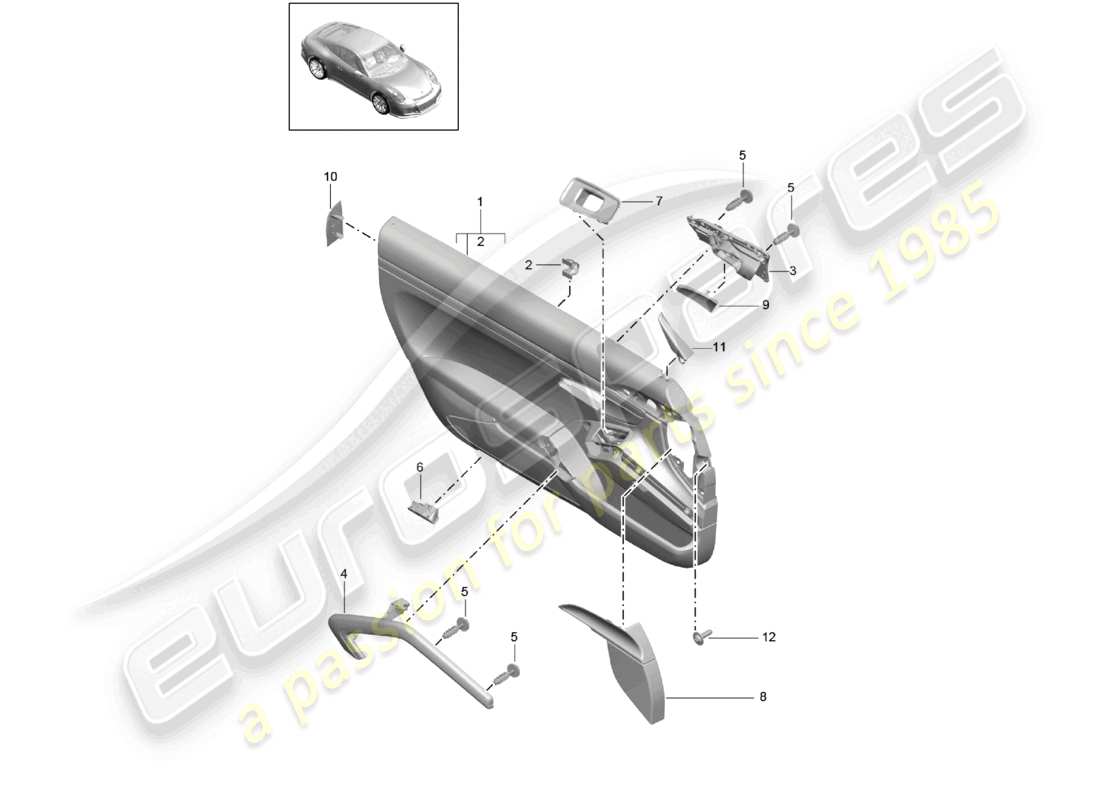 porsche 2021 (991-2 r/gt3/rs) türverkleidung gt3 zubehör verkleidung für türverkleidung leder touring paket 2. generation d - mj 2018>> ersatzteildiagramm