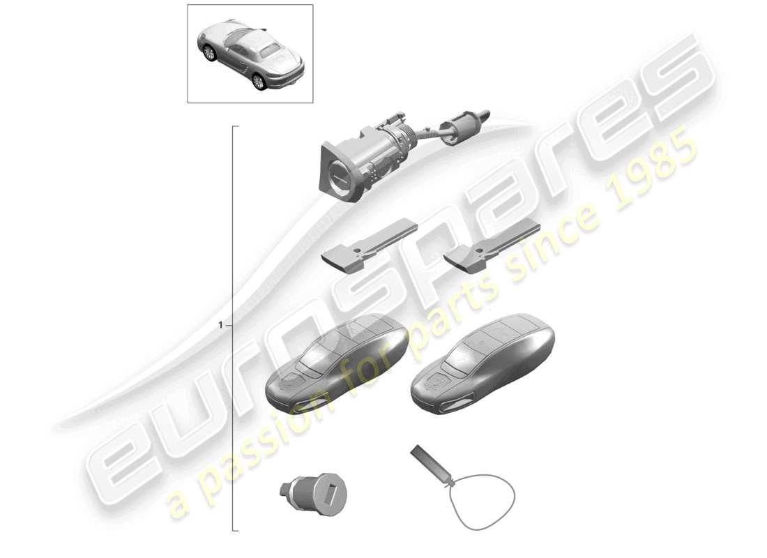 porsche 2023 (718 boxster) reparatursatz 1 satz schließzylinder ersatzteildiagramm