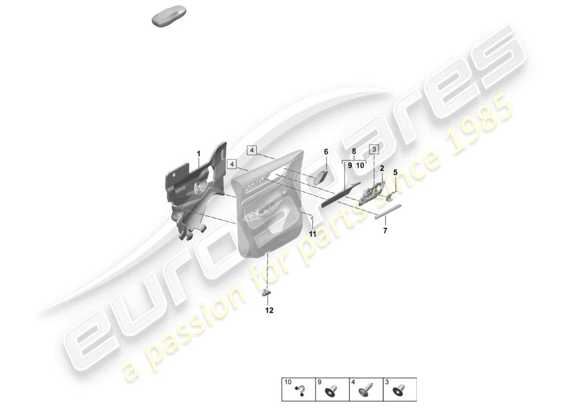 porsche 2025 (macan-e) zubehör vordertüren türverkleidung teilediagramm