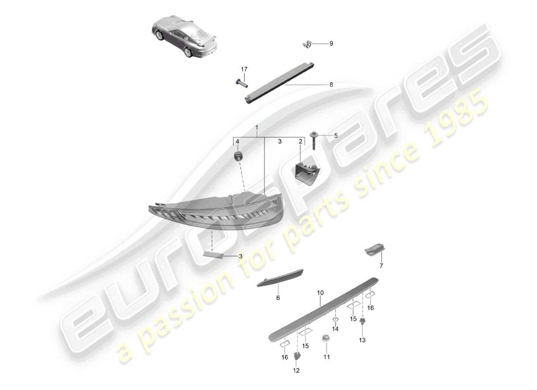 porsche 2021 (991-2 r/gt3/rs) rücklicht kennzeichenbeleuchtung zusätzliches bremslicht d - mj 2018>> ersatzteildiagramm