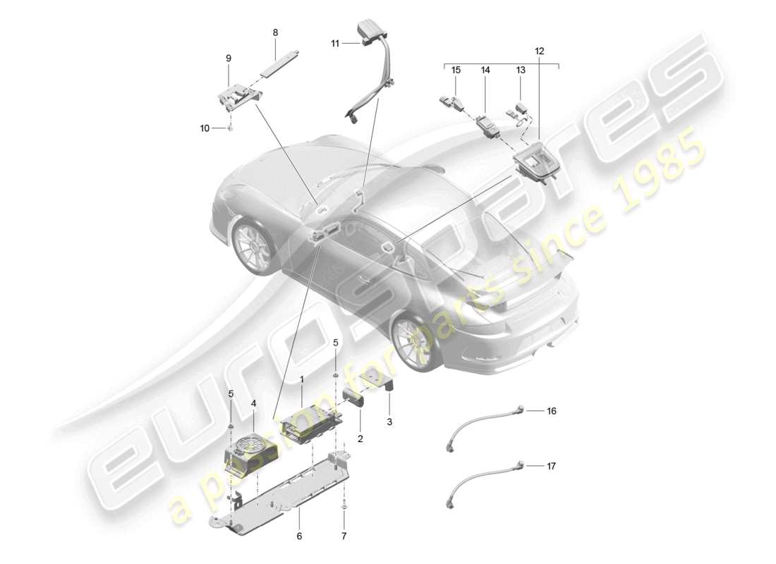 porsche 2021 (991-2 r/gt3/rs) für modelle mit telefon und notruf ersatzteilzeichnung