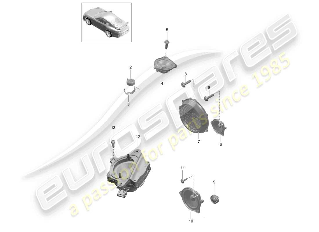 porsche 2021 (991-2 r/gt3/rs) lautsprecher d >>- mj 2017 ersatzteildiagramm