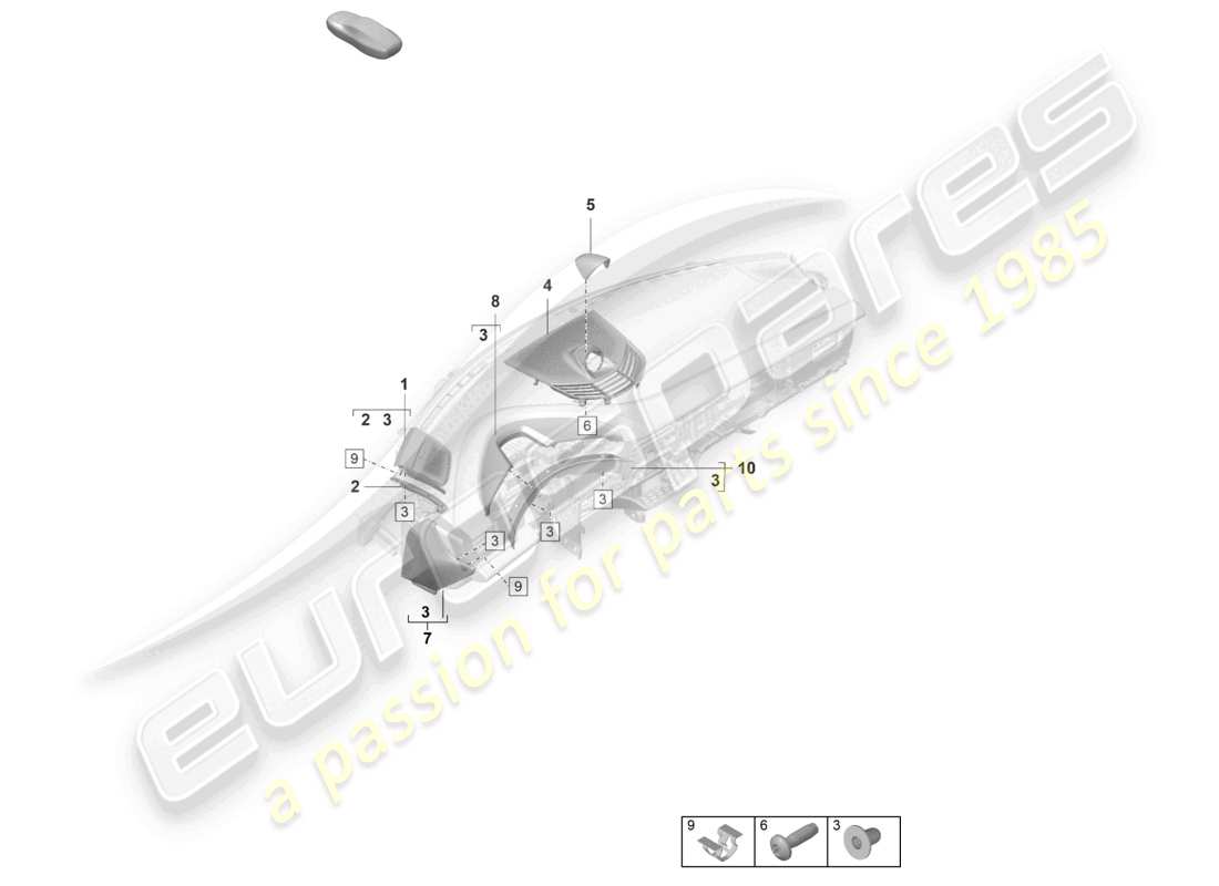 porsche 2025 (taycan 9j1-2) zubehör obere instrumententafelverkleidung seitlich teilediagramm