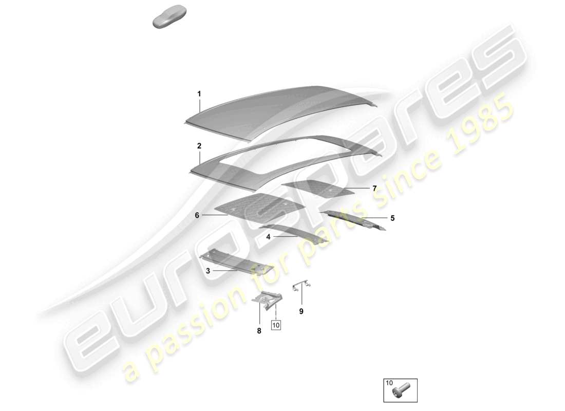 porsche 2024 (macan-e) äußeres dachpaneel, windlauf-teilediagramm