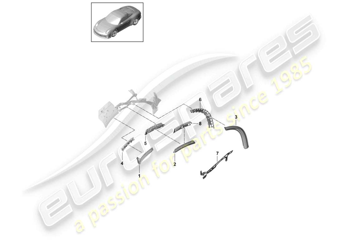 porsche 2021 (991-2 r/gt3/rs) teilediagramm für cabrioverdeckdichtungen
