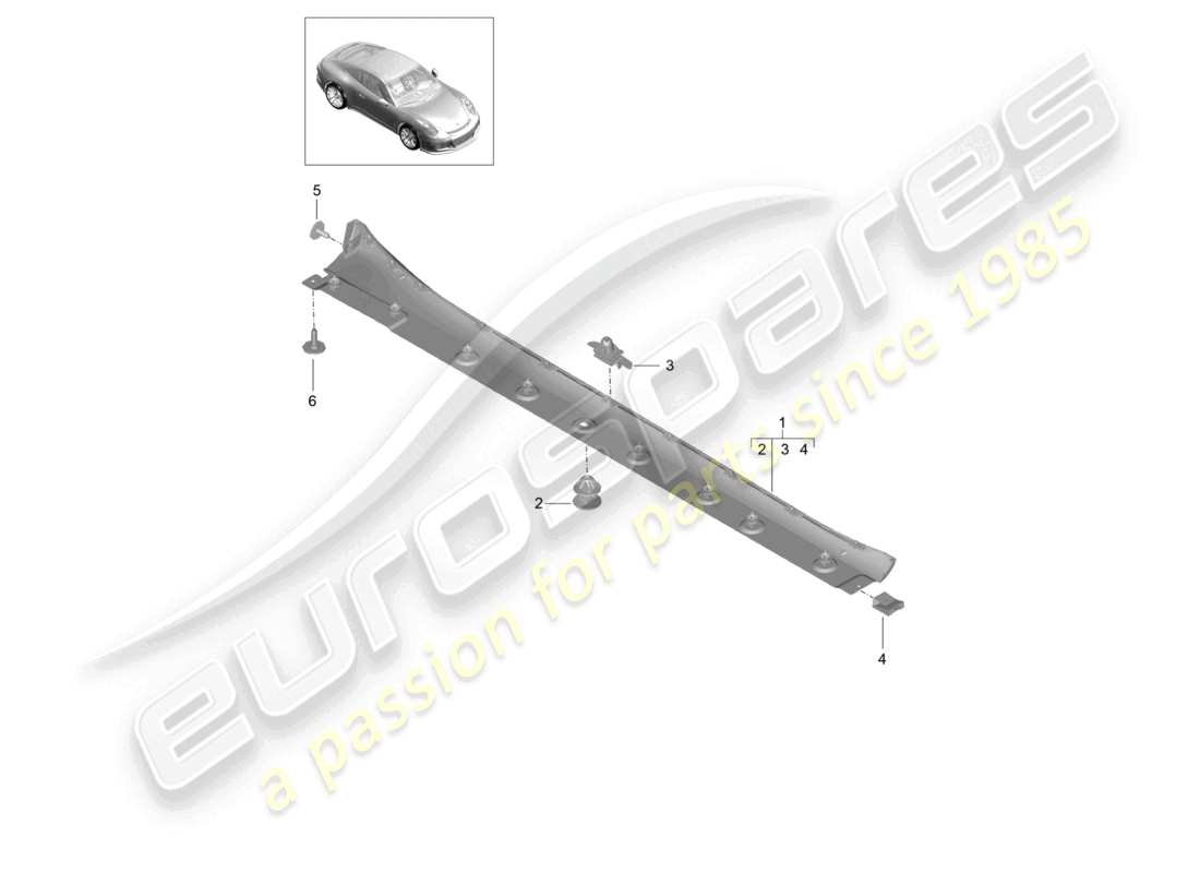 porsche 2021 (991-2 r/gt3/rs) seitenträgerverkleidung teilediagramm