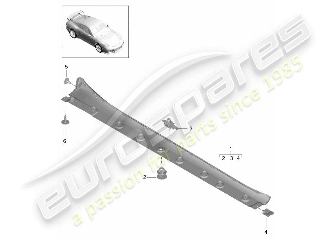 porsche 2021 (991-2 r/gt3/rs) seitenträgerverkleidung teilediagramm