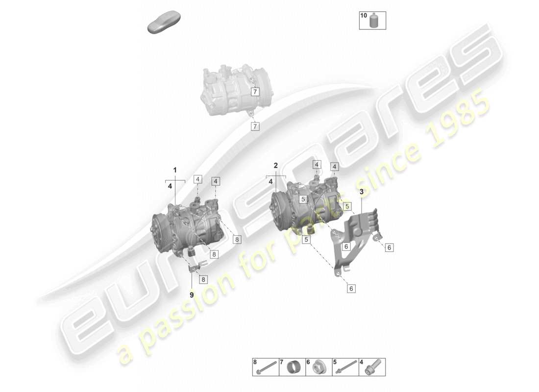 porsche 2022 (panamera 971-2) a/c-kompressor r1234yf kühlmittel teilediagramm