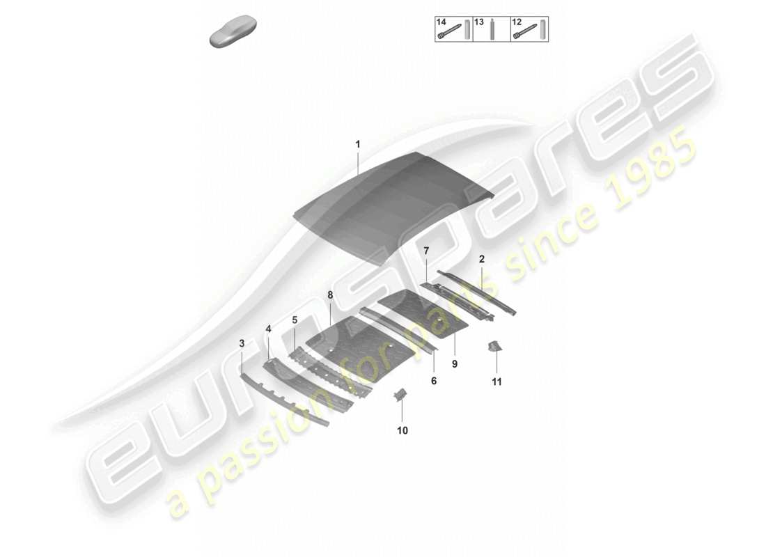 porsche 2022 (panamera 971-2) teilediagramm dachfenster