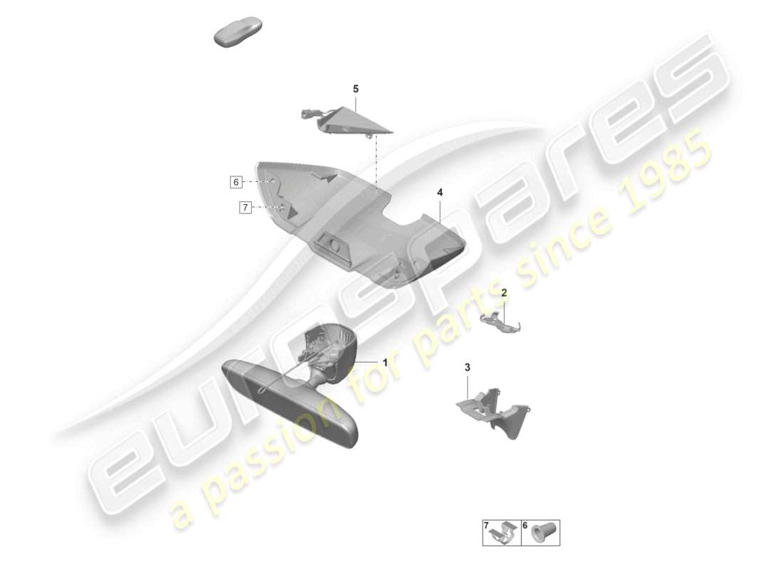 porsche 2025 (taycan 9j1-2) teilediagramm für innenspiegelabdeckung