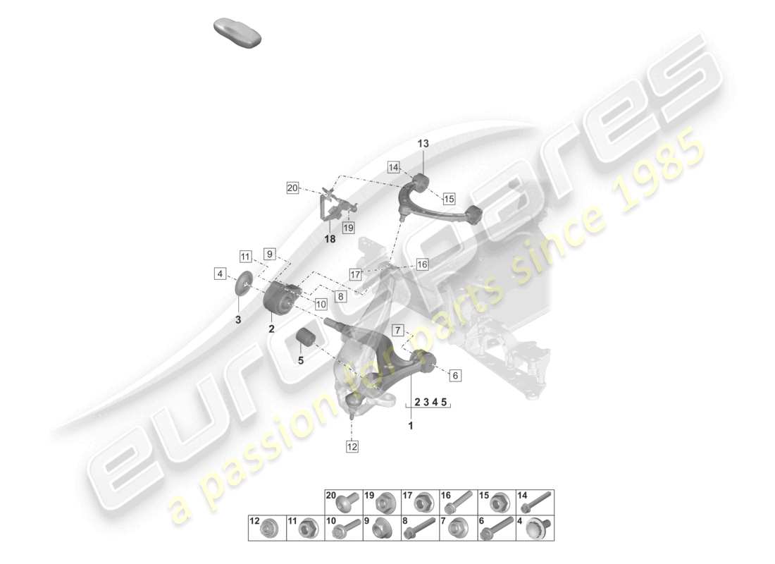 porsche 2022 (taycan 9j1-1) wishbone-ersatzteildiagramm