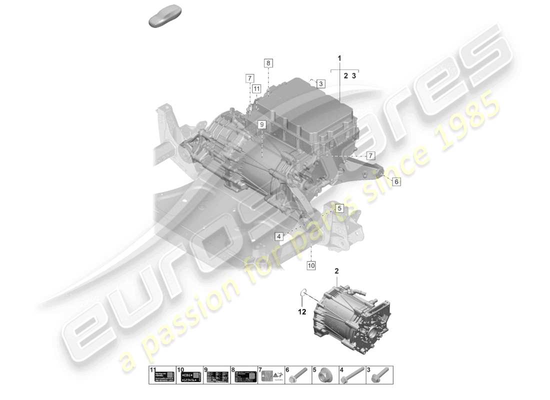 porsche 2026 (taycan 9j1-2) ersatzmotor fahrmotor für elektroantrieb vorderachse teileübersicht