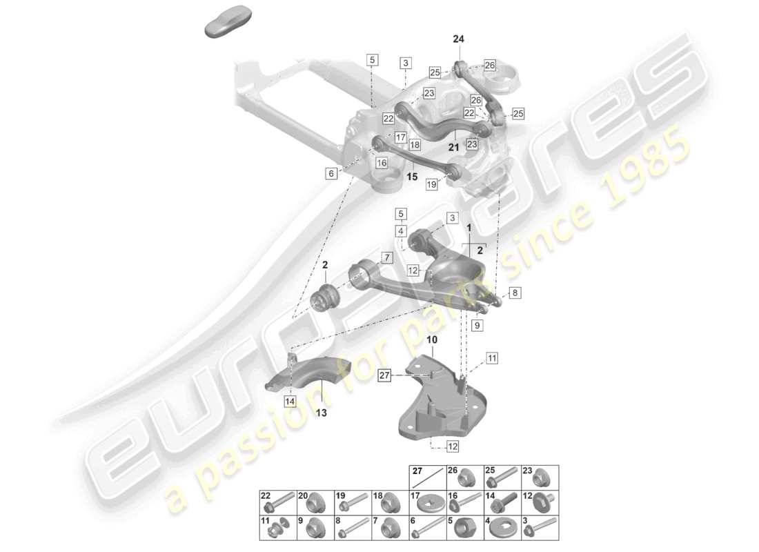 porsche 2022 (taycan 9j1-1) wishbone-ersatzteildiagramm