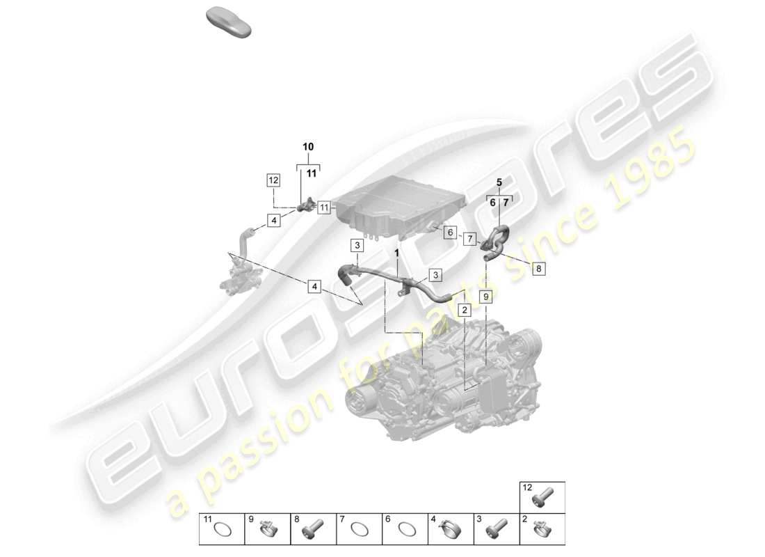 porsche 2025 (macan-e) fahrmotor für elektroantrieb kühlmittelkühlung vorderachse teilediagramm