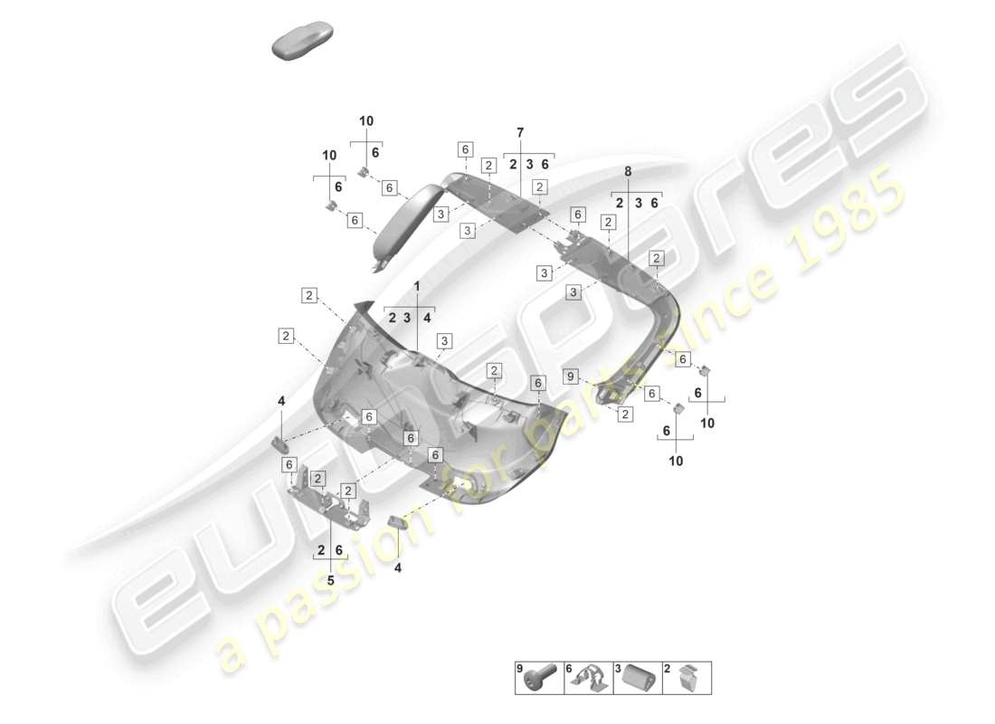 porsche 2026 (taycan 9j1-2) heckdeckelverkleidung teilediagramm