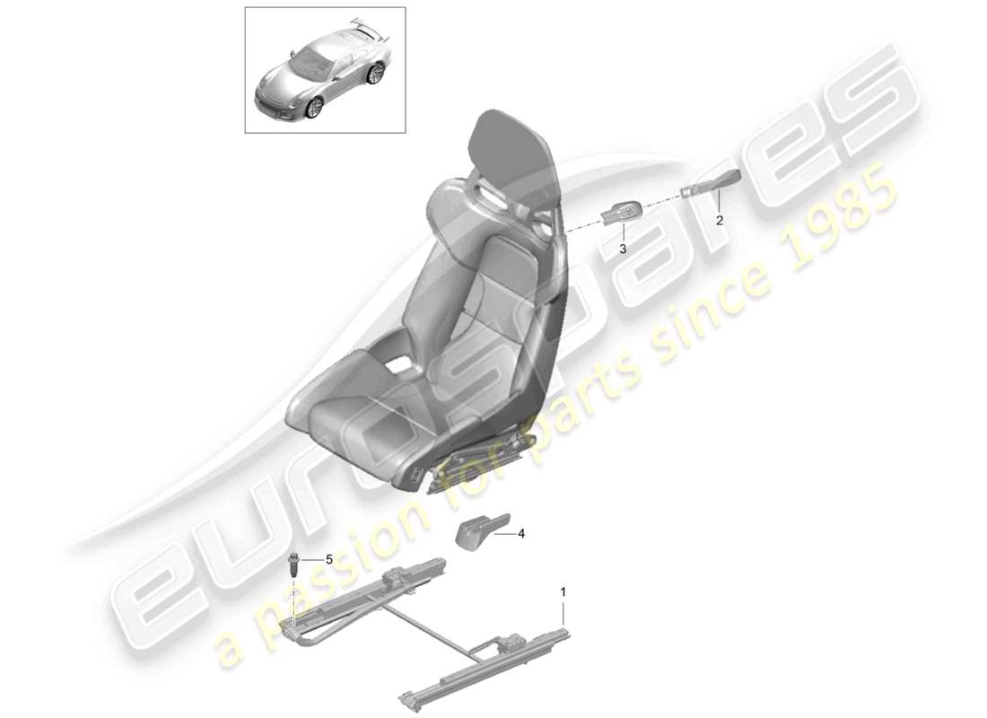 porsche 2021 (991-2 r/gt3/rs) schalensitz klappbar (komplett) nicht mehr lieferbar ersatzteilzeichnung