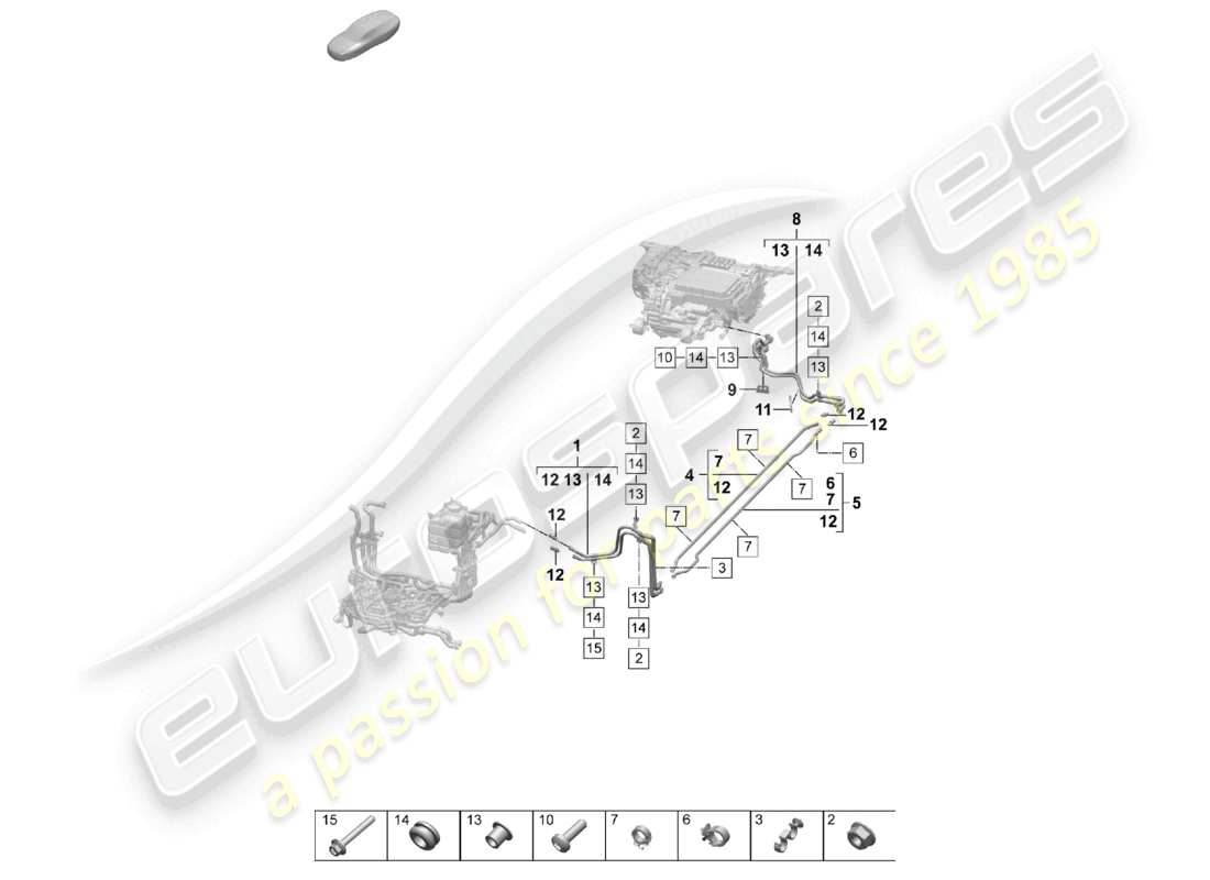 porsche 2025 (taycan 9j1-2) kühlmittelrohr hinten ersatzteildiagramm
