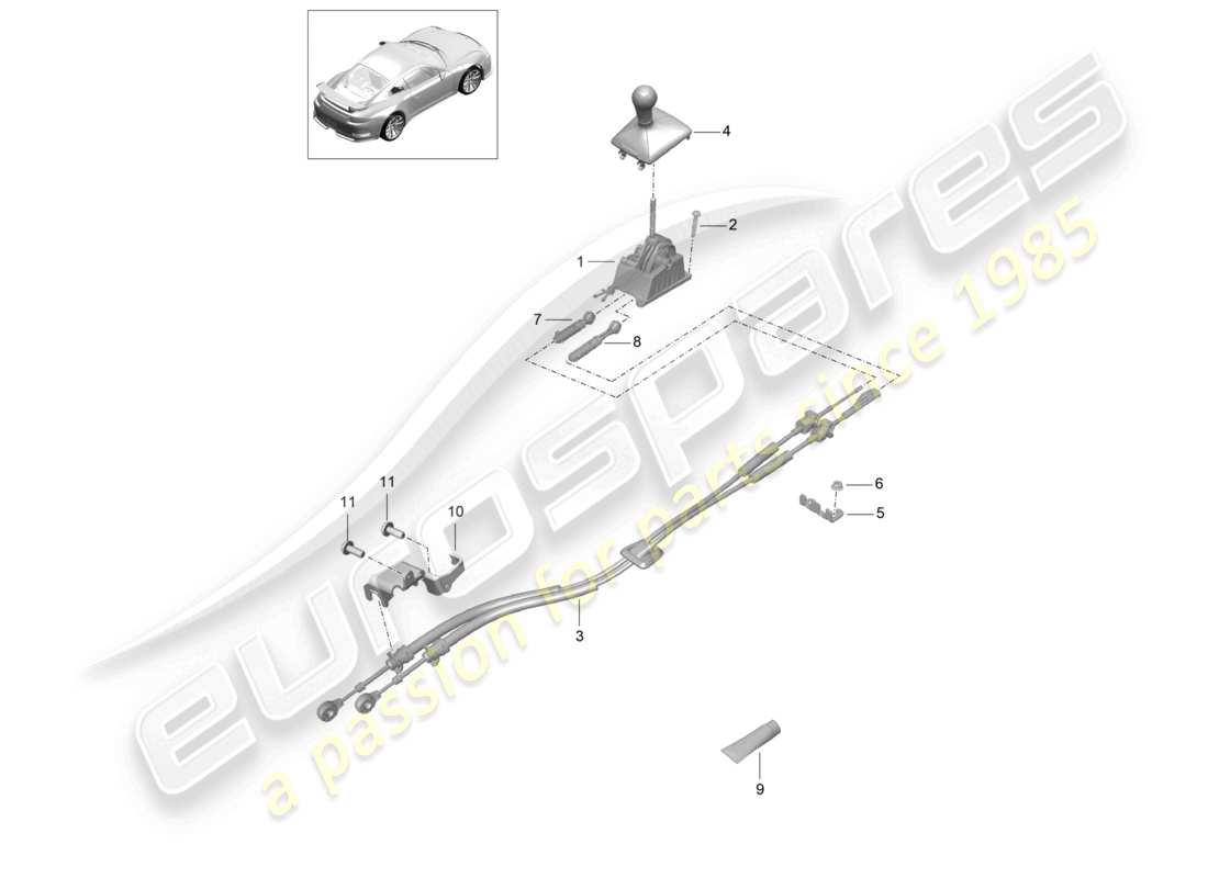 porsche 2021 (991-2 r/gt3/rs) schaltbetätigung schaltgetriebe d - mj 2018>> ersatzteilzeichnung