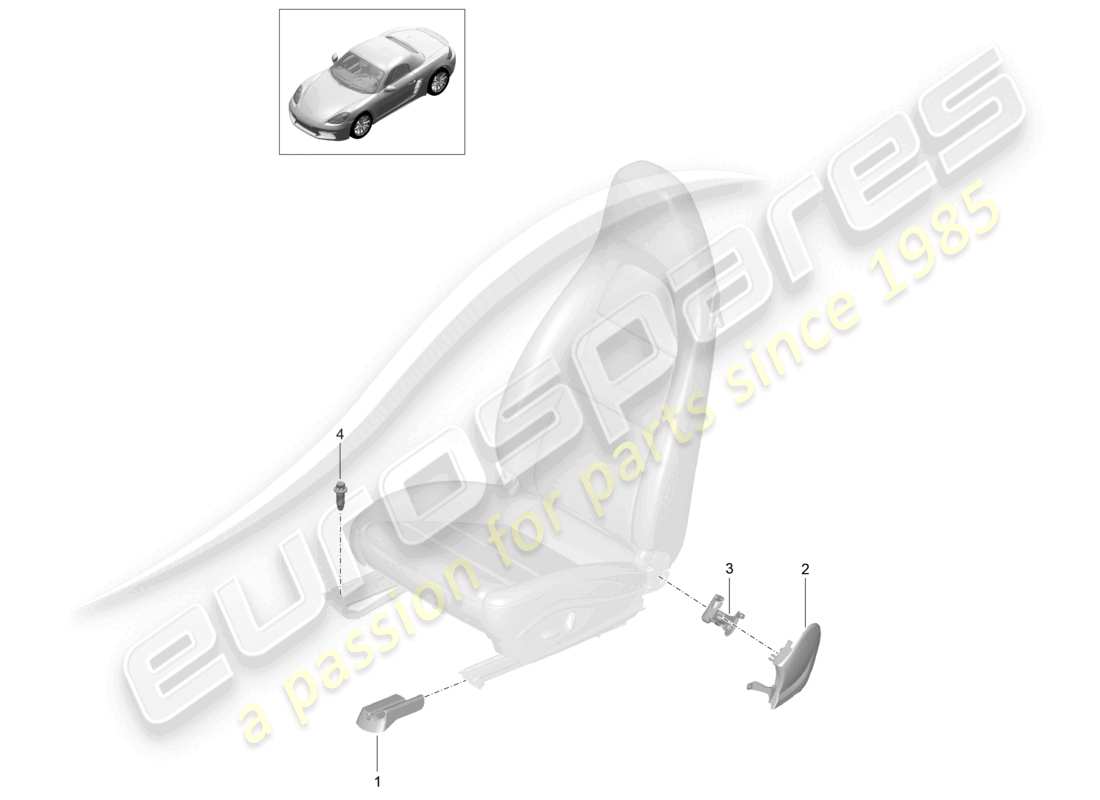 porsche 2024 (718 boxster) sitz vorne sportsitz sportsitz plus schalensitz nicht mehr lieferbar verkleidung abdeckblende teilediagramm